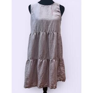C&C California 100% Linen Tiered Mini Dress | Dusty Pink XS